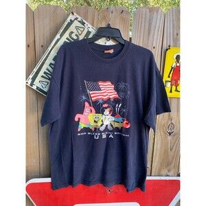 Vintage 2003 Nickelodeon SpongeBob SquarePants God Bless Bikini Bottom tee XL